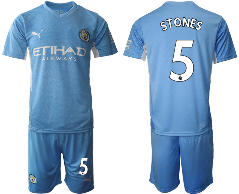Men 2021-2022 Club Manchester City home Light blue #5 Soccer Jersey->manchester city jersey->Soccer Club Jersey
